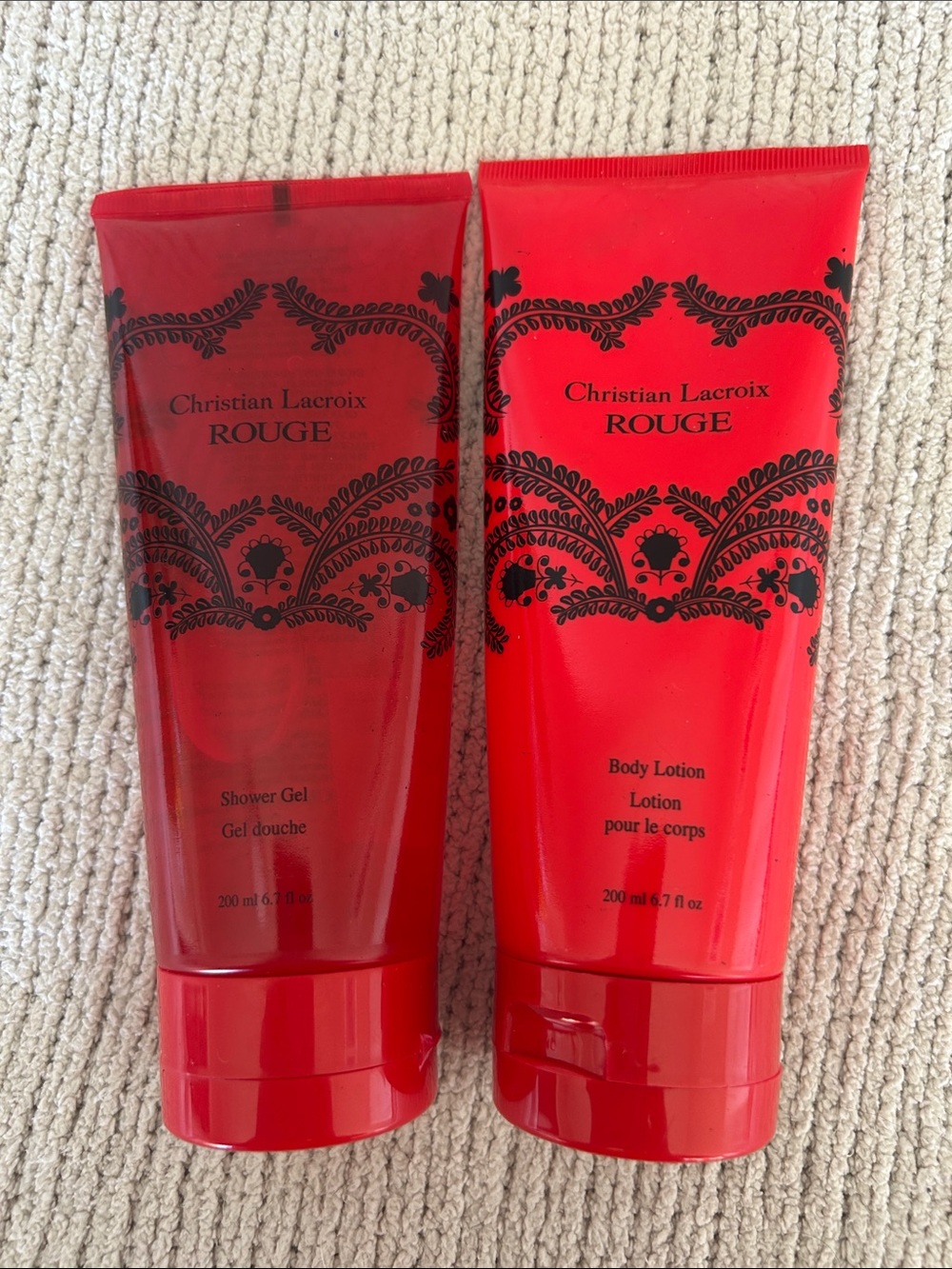 New Christian Lacroix Rouge set of two Body Lotion and shower gel